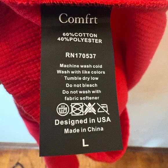 Comfrt Waffle Knit Lounge Set Size Large Red Matching Top Shorts 2 Piece NWOT - Picture 14 of 15